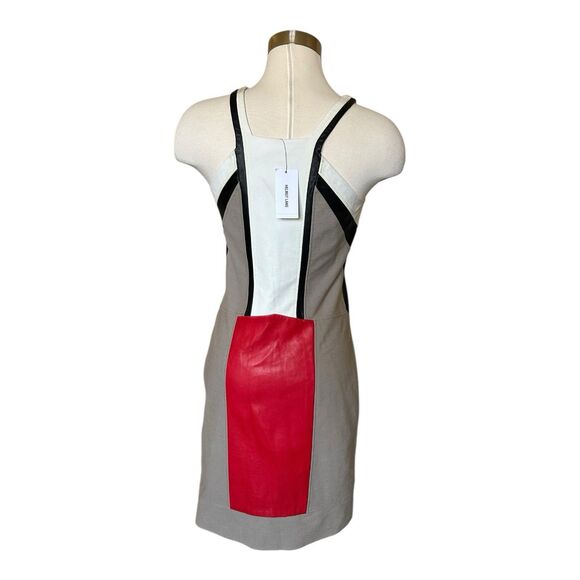 Helmet Lang Women’s Colorblock Sheath Dress Canvas Leather NWT Sz 4 RV $795 - Picture 4 of 8